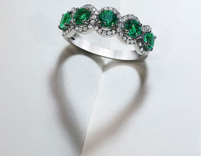 Le Vian Platinum and Emerald Ring with Heart